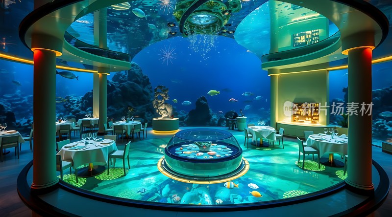 海底餐厅透明地板下的奇幻世界