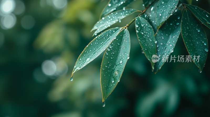 雨珠19雨后绿叶 清新绿意