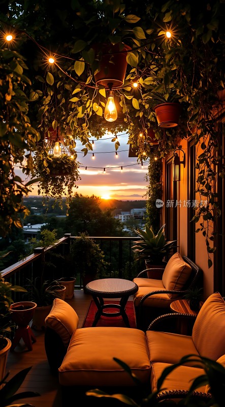 阳台上的温馨夜晚