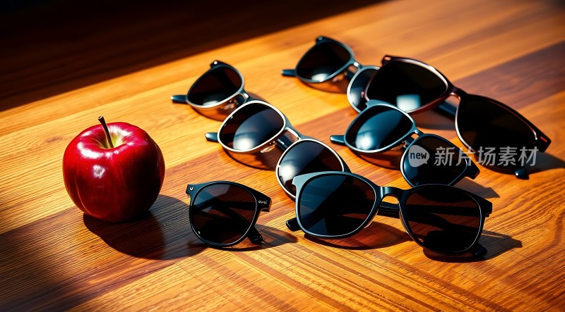 阳光下的苹果与墨镜