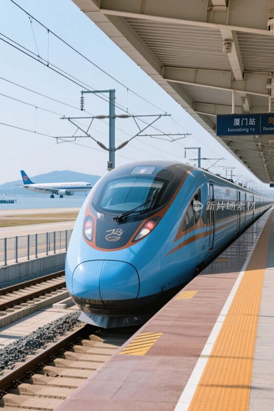 高铁站台的高速列车