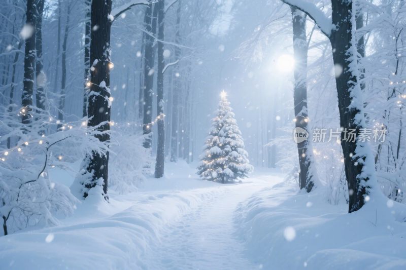 雪林中的圣诞树