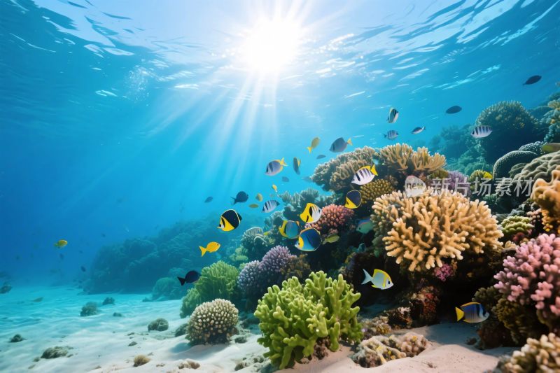海底珊瑚与热带鱼