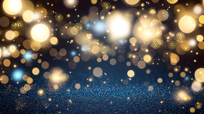 金色和蓝色闪闪发光散景效果背景 金色和蓝色闪闪发光散景效果背景