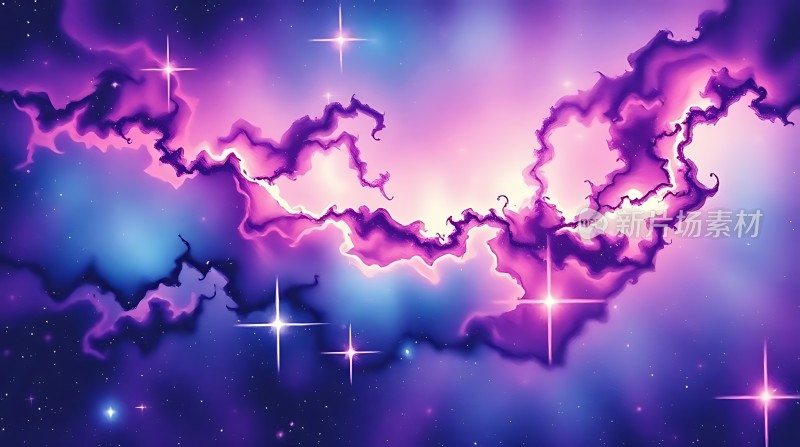 紫色星云幻彩夜空