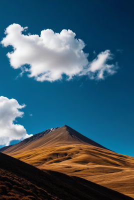 一座有云的高山清风景摄影图片