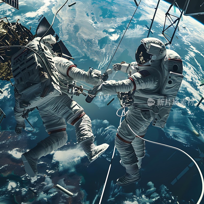 太空漫步宇航员与地球共舞