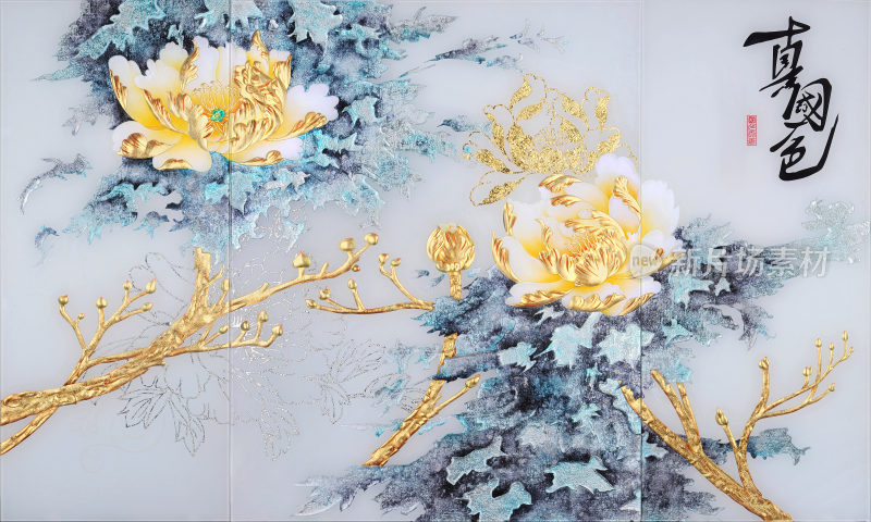 国色天香牡丹背景素材