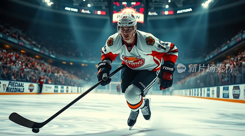 冰球场上运动员蓄势待发