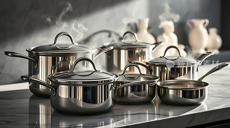 不锈钢厨具套装展示