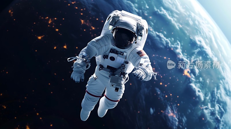 宇航员太空漫步地球背景