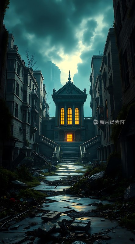 废弃城市中的神秘建筑