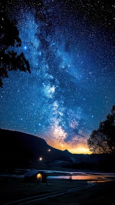 流星划过星空湖畔璀璨星河夜空背景壁纸 流星划过星空湖畔璀璨星河夜空背景壁纸