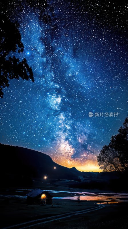 流星划过星空湖畔璀璨星河夜空背景壁纸