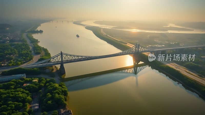 阳光下的跨江大桥