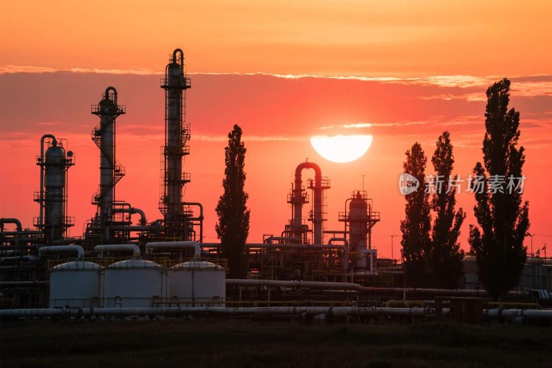 工业设施夕阳场景