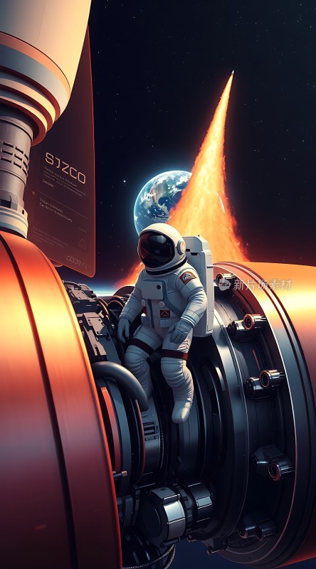 太空探索宇航员与火箭