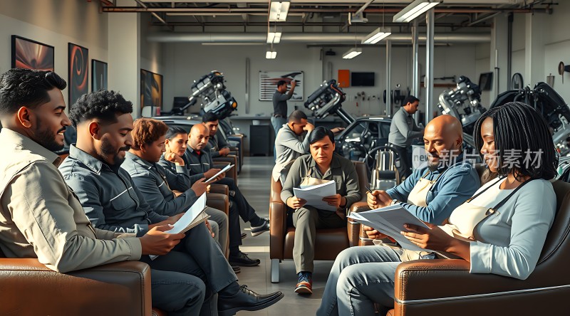 汽车维修车间里的等待区