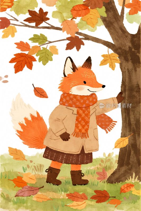 秋日狐狸插画