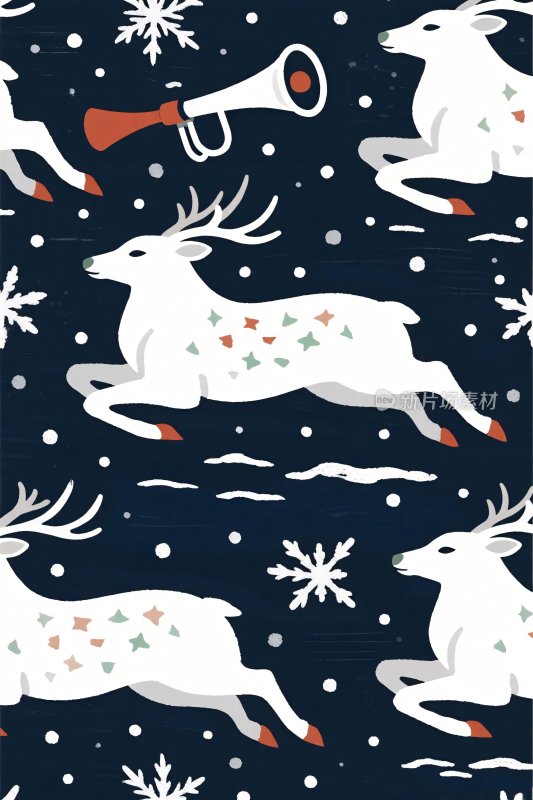 圣冬驯鹿插画