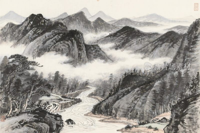 水墨山水国画
