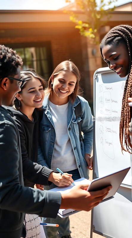 阳光下的团队协作共同探讨项目计划