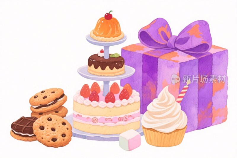 可爱甜点礼品插画
