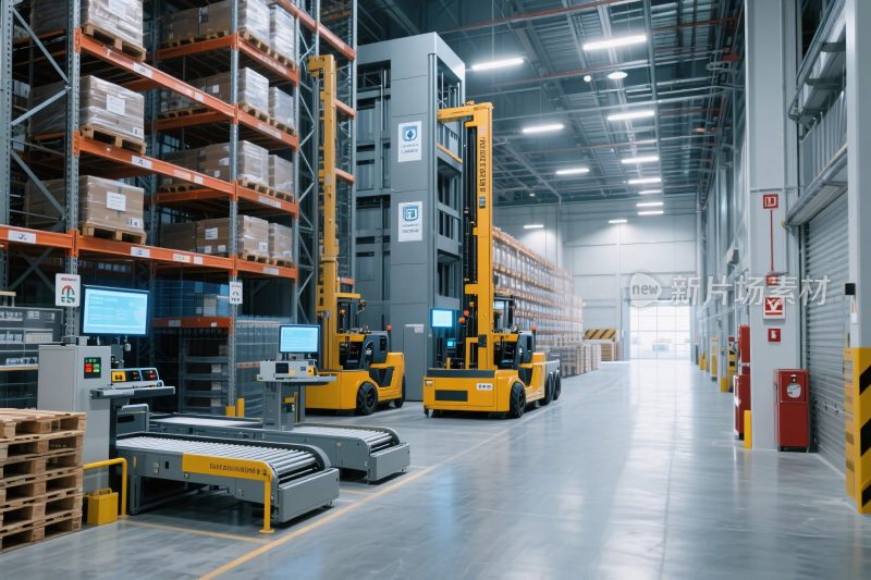 仓库叉车与货架场景
