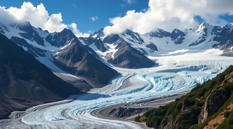 冰川之谷雪山与冰河的自然奇观