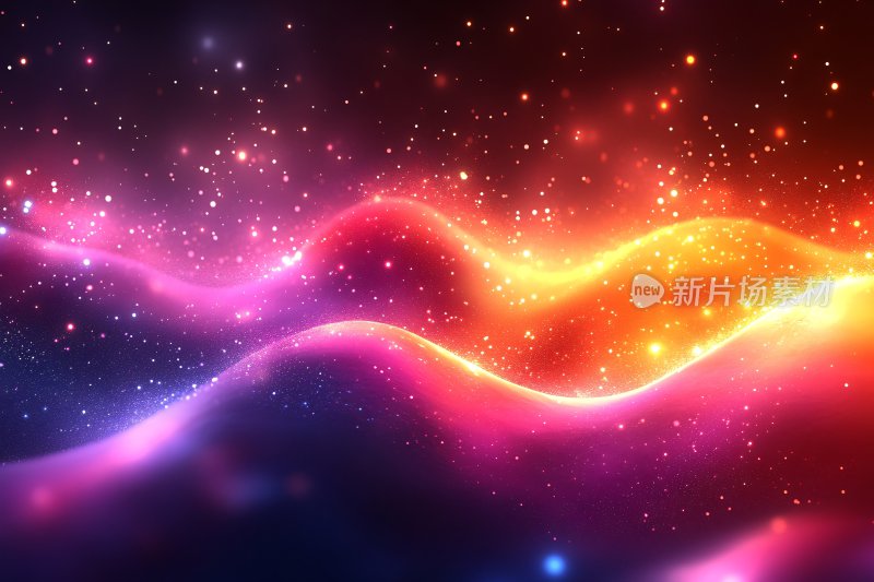 梦幻绚丽的彩色波浪星空背景