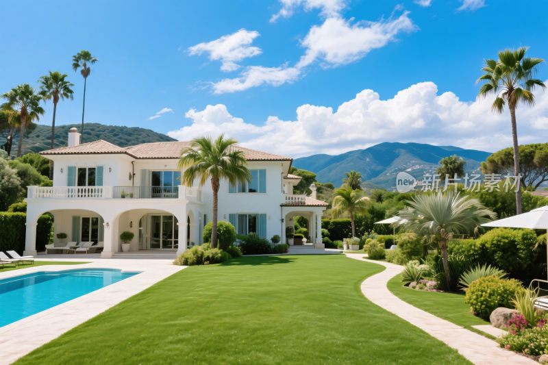 豪华别墅与泳池景观