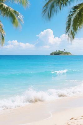 热带海滩风景插画 热带海滩风景插画