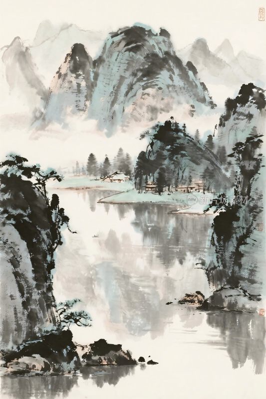 水墨山水国画