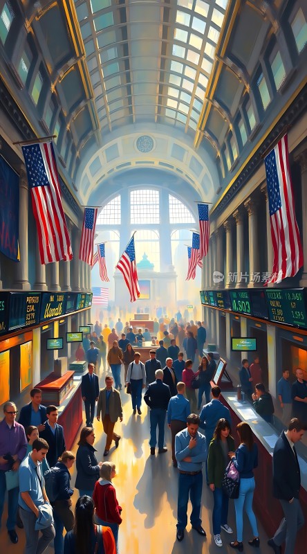 华尔街交易大厅金融风暴前的平静时刻