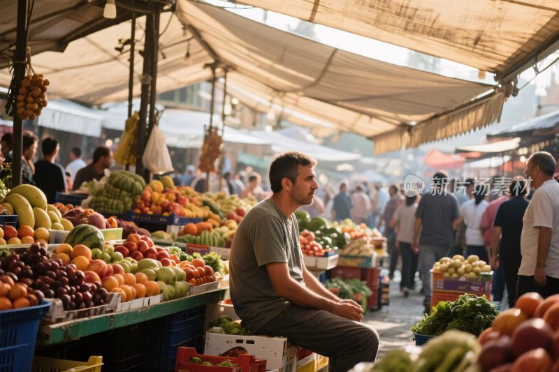 集市水果摊场景