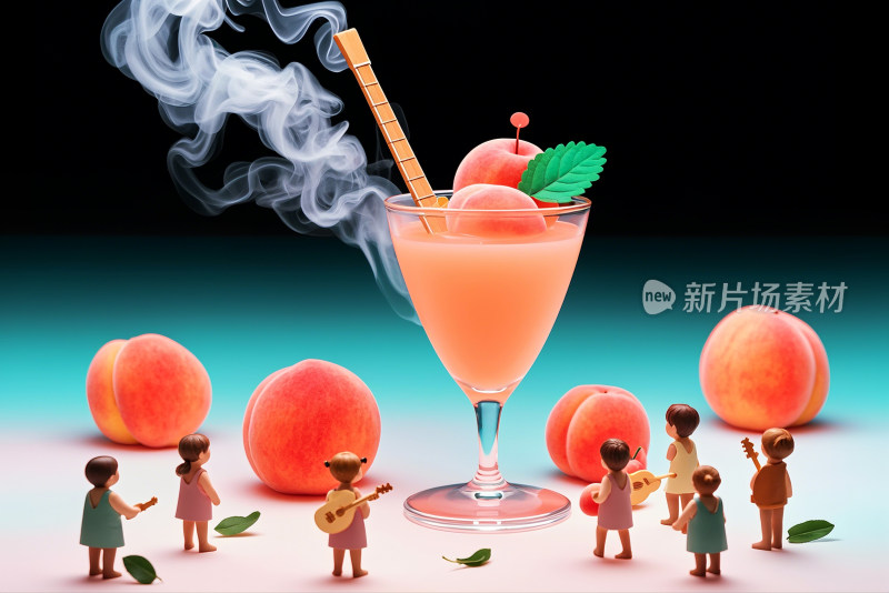 水蜜桃桃子微观摄影桃汁创意背景