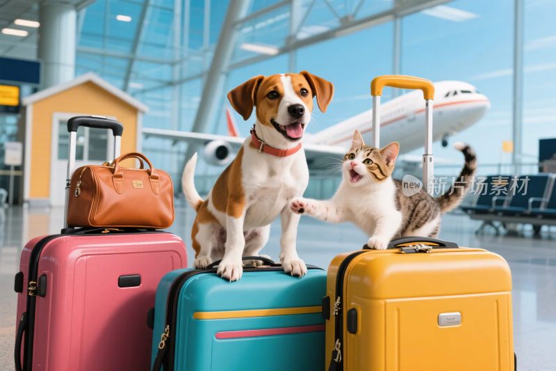 机场行李宠物合影