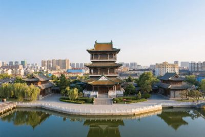 古建塔楼与水景景观 古建塔楼与水景景观