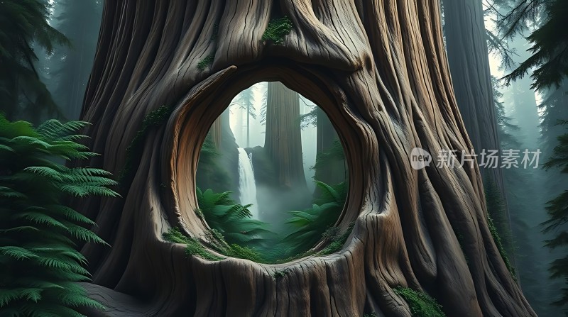 神秘森林中的树洞奇观