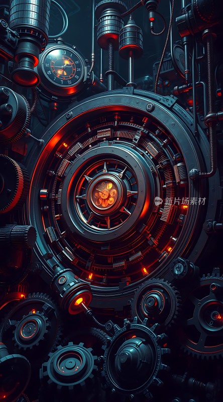 机械之心齿轮与光效交织的未来世界