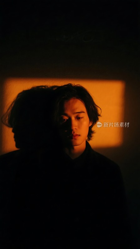 光影交错下的神秘面容