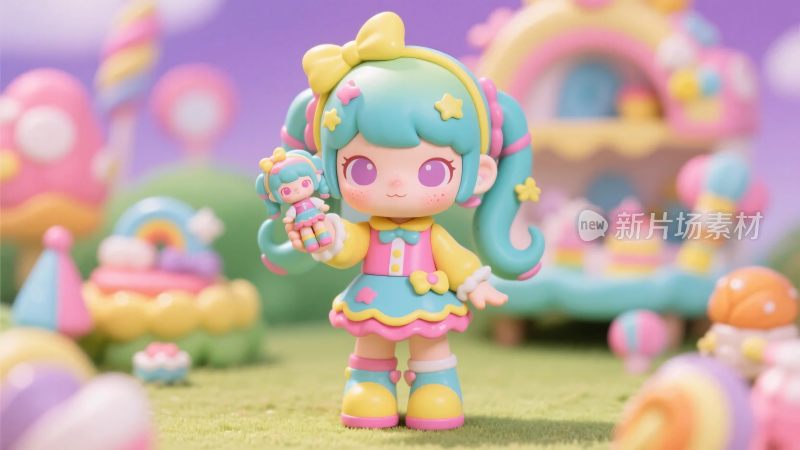 卡通女孩玩偶插画