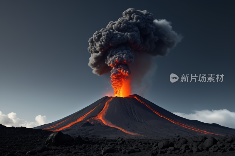 火山上有熔岩熔岩从顶部倾泻而下背景图片