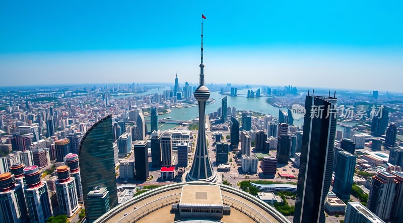 东方明珠与城市全景