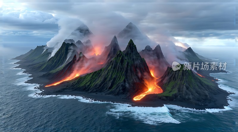 火山岛奇景熔岩与大海的对决