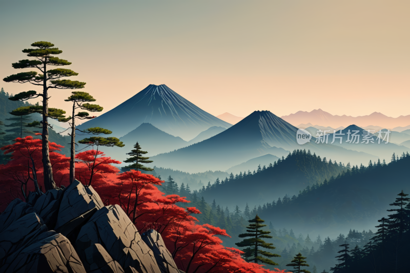 山脉有树木山脉高清插图