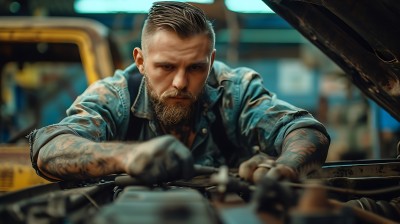 机械师专注检修汽车引擎 机械师专注检修汽车引擎