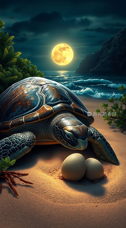月下海龟守护蛋