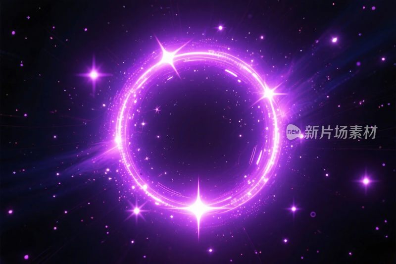 紫色环形光效星空插画