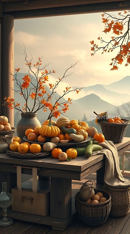 秋日丰收盛宴果实与美景共赏